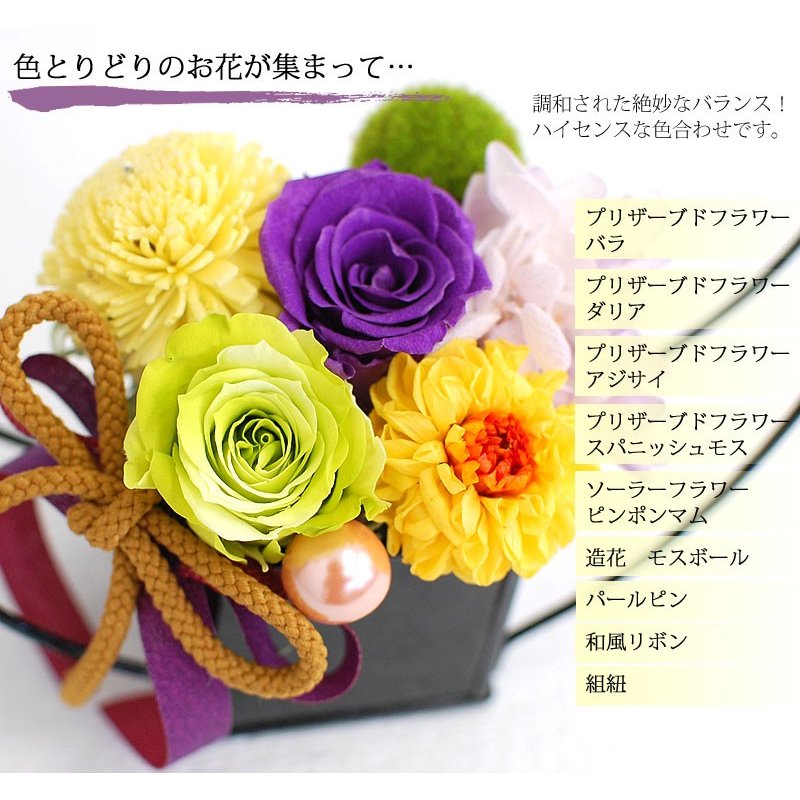 プリザーブドフラワー 紫苑(しおん)　和風プリザ 母の日プレゼント